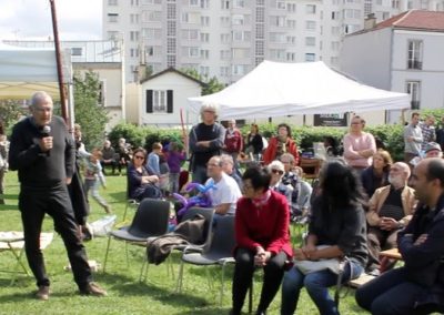 Photo journée CEVE IdF (sept 2017) avec Mme la Maire et M. Breuiller au micro