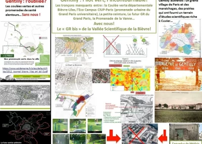 Entre chemin de Grande Randonnée, éco-balade, promenade patrimoniale et culturelle. Les tronçons manquants entre Paris et l'espace francilien. Connexion verte d'importance régionale, Trame Verte et Bleue.