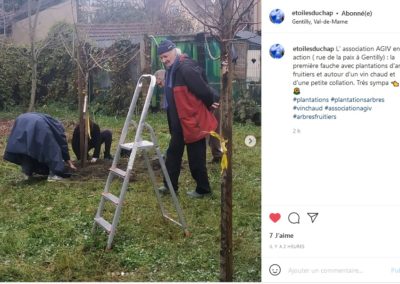 Message et photo Instagram de nos amis des Étoiles du Chap' (Association des locataires de la Cité du Chaperon vert)