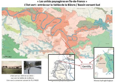 L'îlot vert s'inscrit comme continuité écologique d'importance régionale, inscrit dans le bassin versant de la Bièvre à l'articulation entre Paris et le coteau ensoleillé de la Vallée de la Bièvre qui s'étend jusqu'au Plateau de Saclay. Aménités environnementales d'enjeu régional. Voir le chapitre correspondant : "Aménités environnementales - Cohérence territoriale géologique, écologique et paysagère"