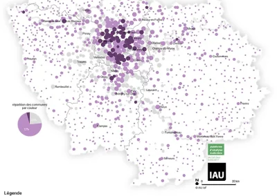 Carte des communes très carencées en espaces verts dont Gentilly fait partie. © IAU