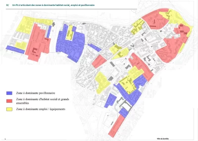 Différentes zones, avec les grandes tendances. D'après la ville de Gentilly dans le cadre des Assises, annexe.