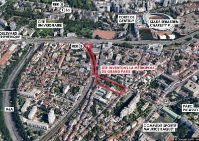 Vue présentée sur la couverture du document de présentation du projet par MGP. http://www.inventonslametropoledugrandparis.fr/site/un-coeur-pour-le-plateau-rue-de-la-paix-rue-de-reims/