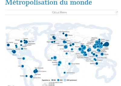 Metropolisation du monde "« Manière de voir » #175 , février-mars 2021 Toujours plus grandes, toujours plus peuplées, toujours plus inégalitaires… Les métropoles structurent et fortifient le capitalisme mondialisé. La crise du Covid-19 semble rebattre les cartes. Une revanche des campagnes ? Pas si sûr. L’espoir d’une vie saine est surtout à la portée de ceux qui en ont les moyens." Lien : https://www.monde-diplomatique.fr/mav/175/