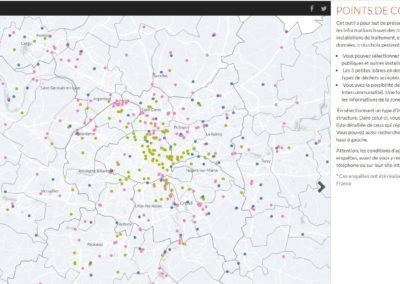 Par CartoViz IPR (ex IAU) Possibilité de filtrer ces installations en fonction des types de déchets acceptés (déchets non dangereux, déchets inertes et déchets dangereux). https://cartoviz.institutparisregion.fr/?id_appli=PtsCollDe&x=643555.6864541244&y=6858101.76193279&zoom=5