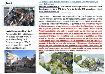 Greenwashing concernant le peu de verdure restante.