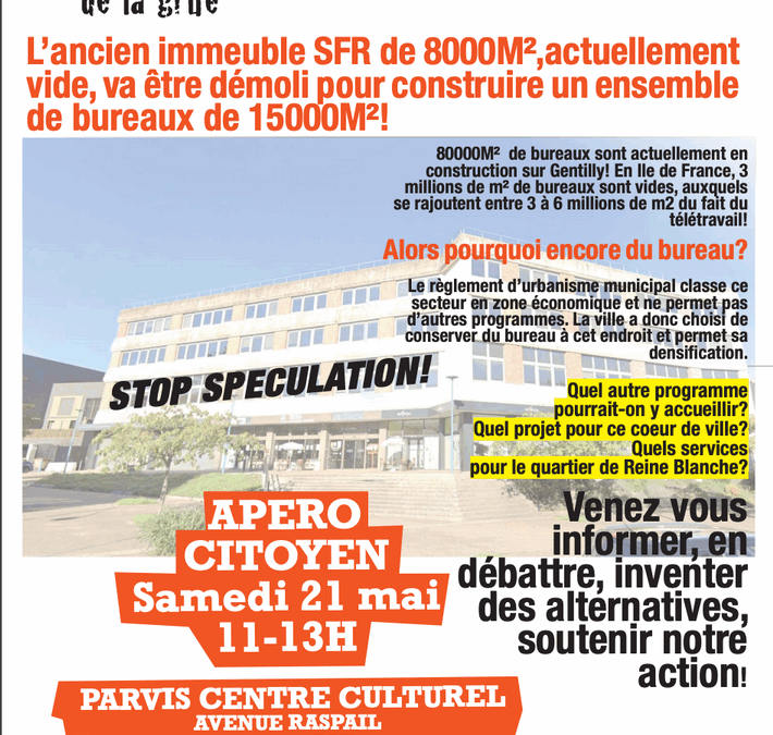 21/05/2022 : Apéro contestataire contre la bétonisation de la ville – Analyses – Article du Parisien