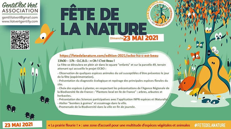 Programme de la Fête de la Nature 2021 sur l’îlot vert de Gentilly