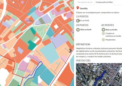 MOS 2017. Cette zone est particulière car elle correspondrait au seul 1% de bois à Gentilly. Les autres espaces verts étant considérés artificialisés. Il est à noter que la plus grande partie de ce bois n'est pas ouverte au public.